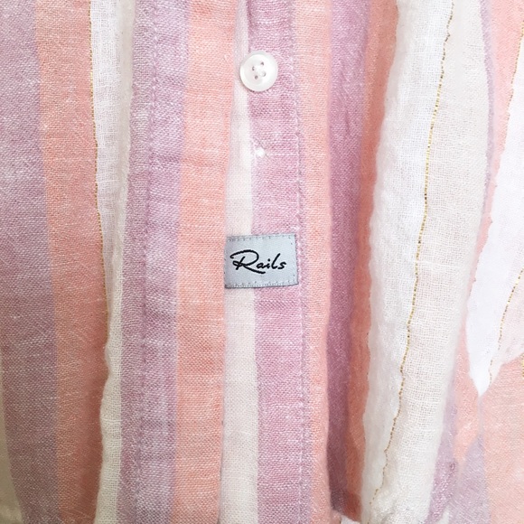 RAILS Alyssa Linen Dusk Stripe Shirt M - Picture 6 of 7